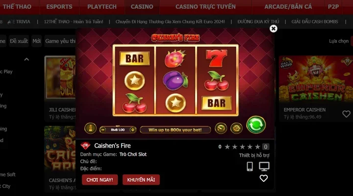 Đầu game nổ hũ 12bet đang gây ấn tượng mạnh mẽ