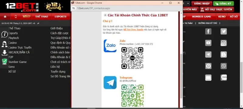 Hướng dẫn và lưu ý về cách Liên hệ 12bet