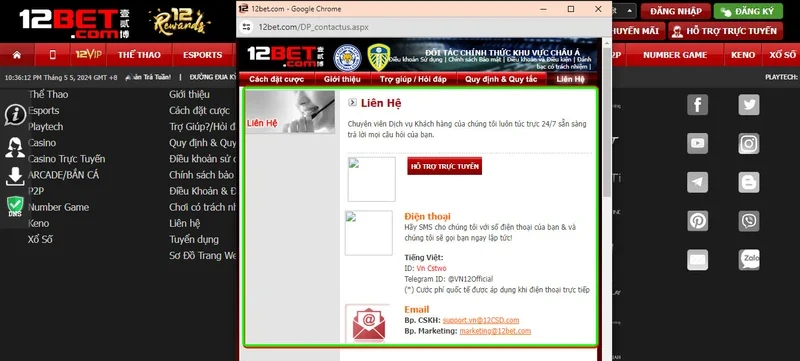 Top  cách Liên hệ 12bet trong vòng 30 giây 